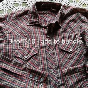 Western plaid pearl snaps size Medium